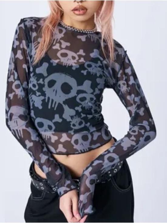 Minga London Tops - Minga London mesh skull top size small